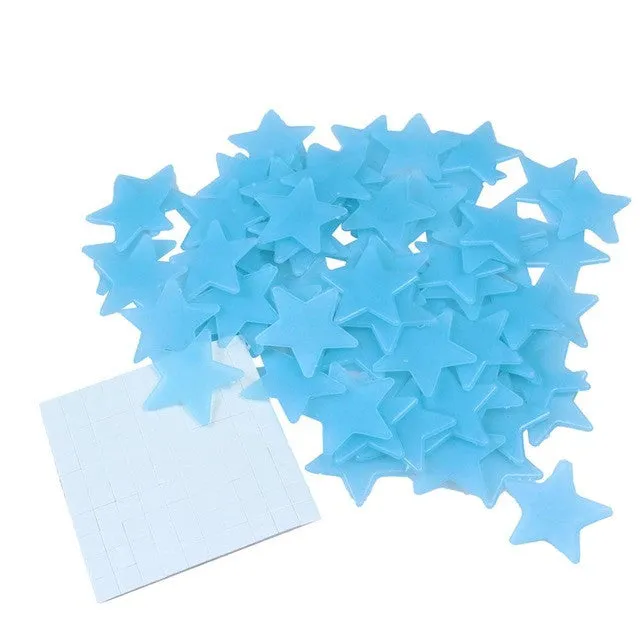 100 pcs/lot Stars Wall Stickers Decal Glow in The Dark Baby Kids DIY Bedroom Home Decor Luminous Fluorescent Wall Sticker DA