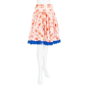 2000s Embroidered Cutout Lace Patterned A-Line Skirt