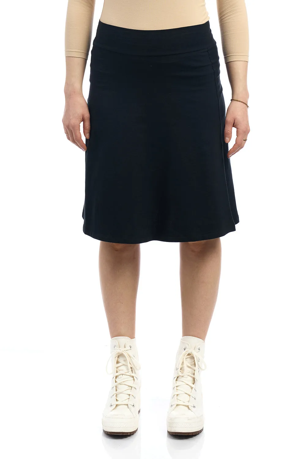 23" Black Cotton A Line Skater Skirt