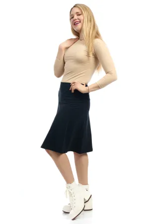 23" Black Cotton A Line Skater Skirt