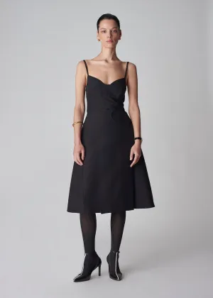 A-Line Wrap Skirt in Smooth Faille - Black