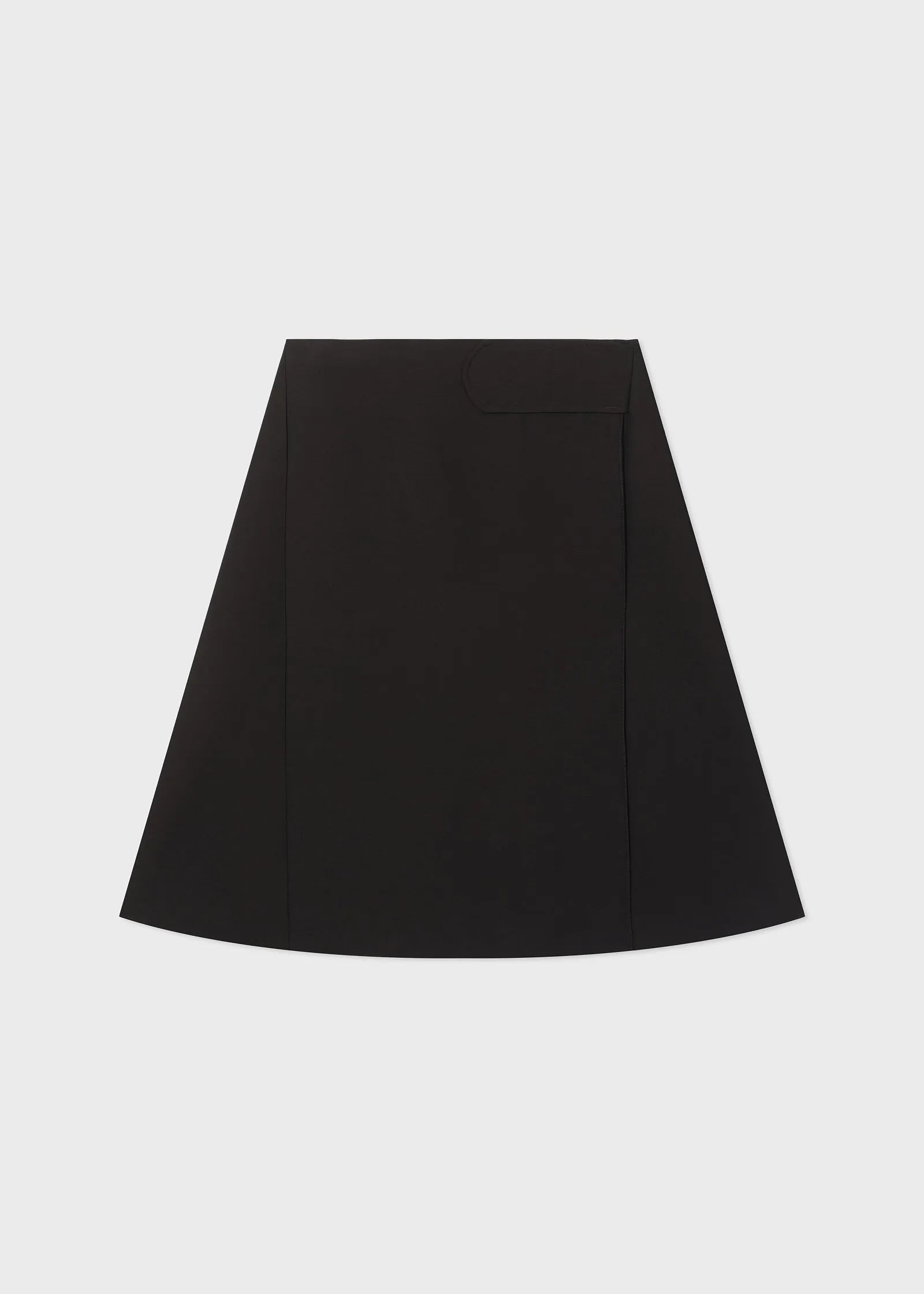 A-Line Wrap Skirt in Smooth Faille - Black