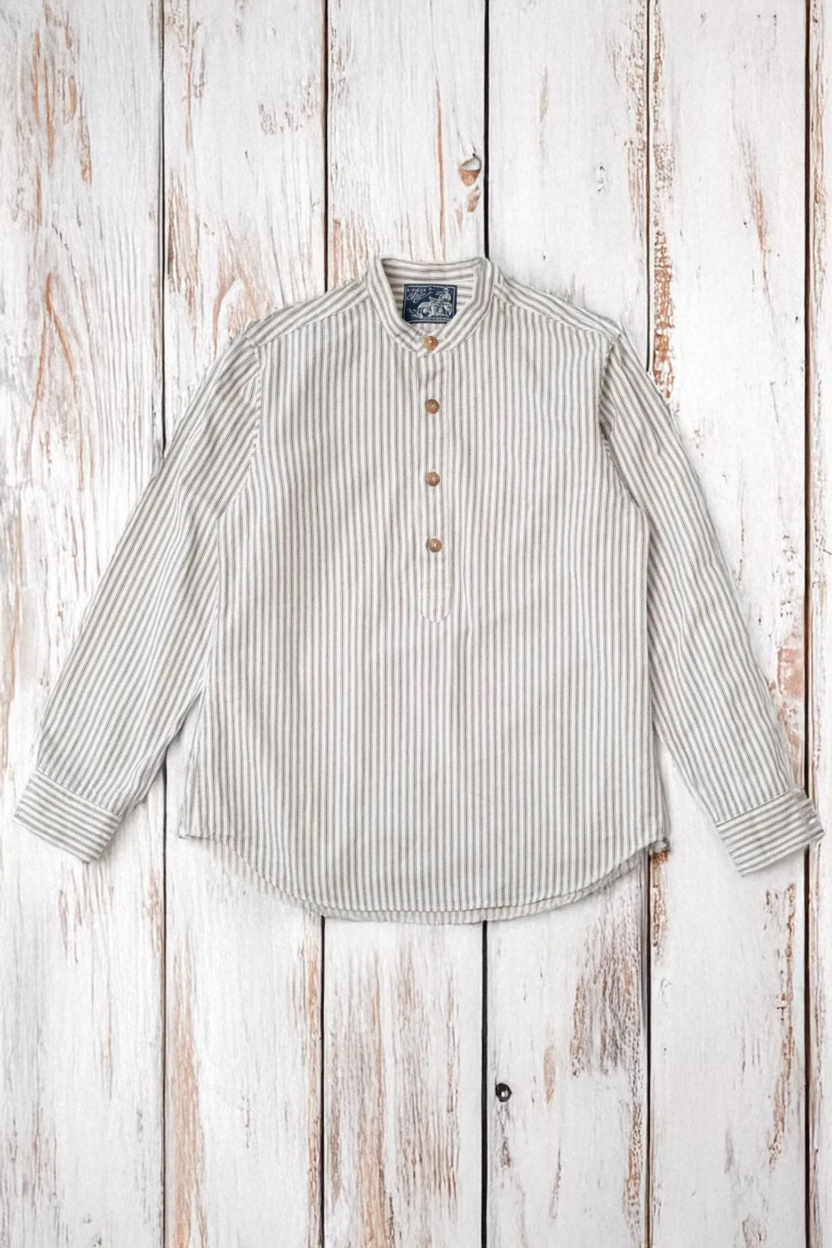 A Piece of Chic - Pull-Over Farmer Shirt "La Paysanne" with dark green stripes