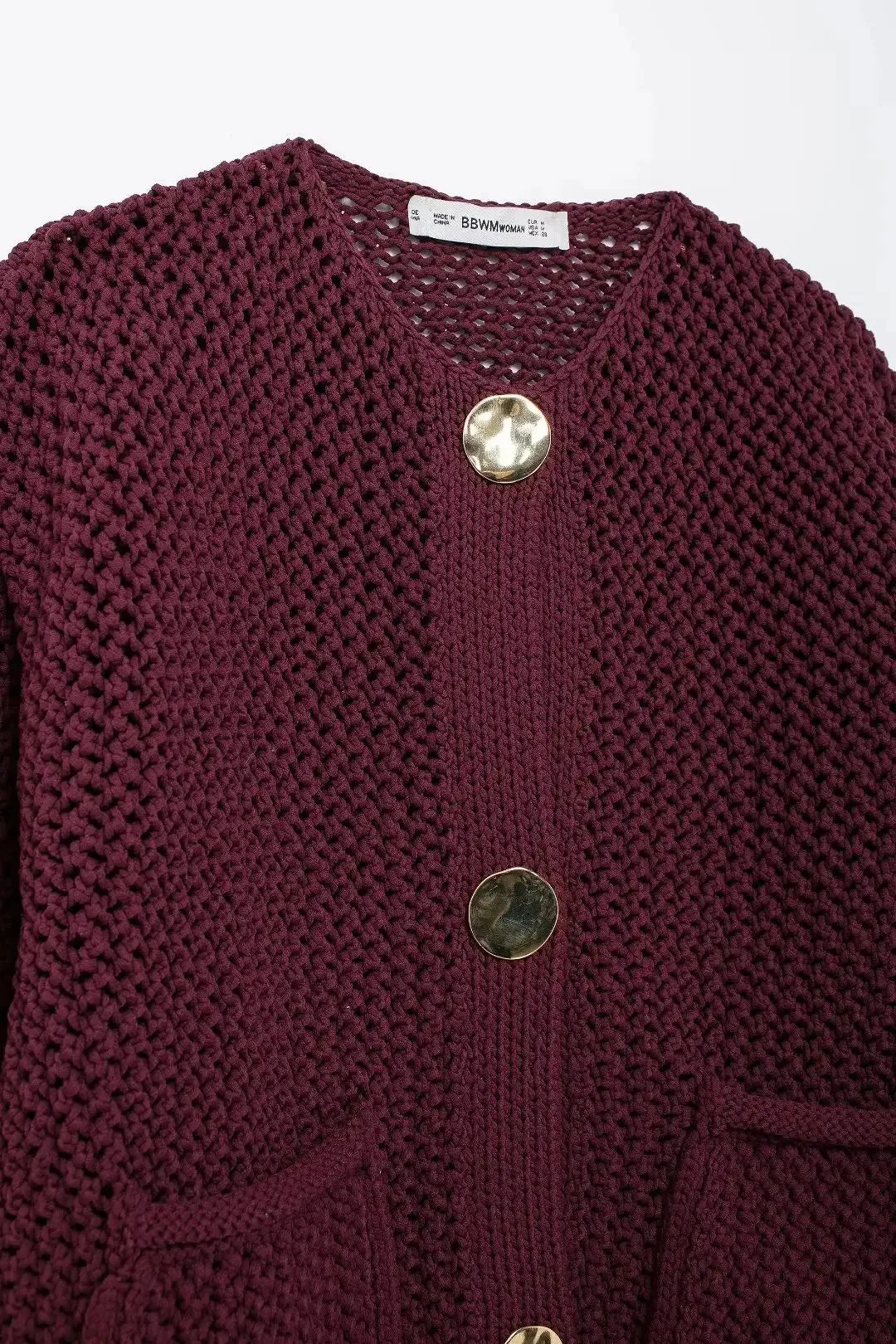 A&A Claret Knitted Button Down Cardigan