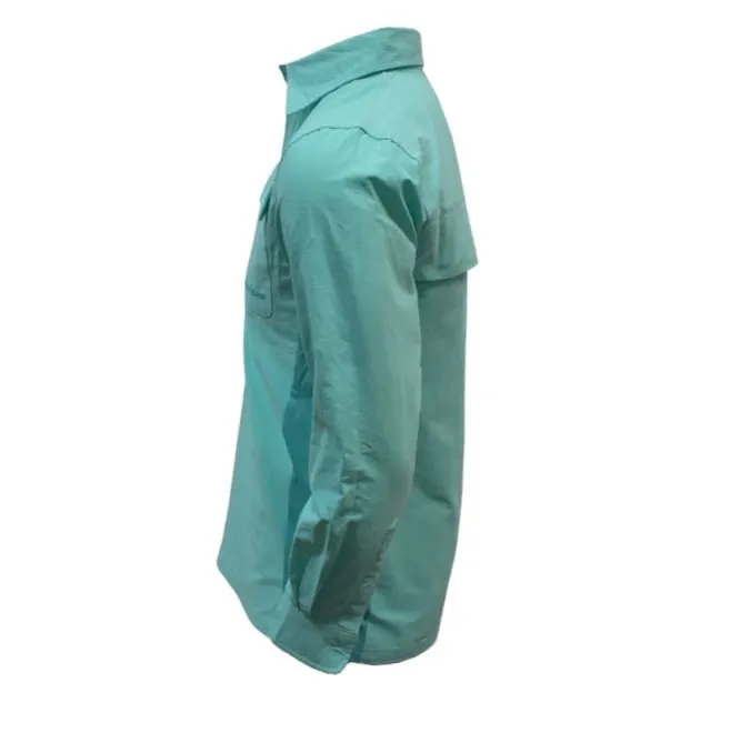 Adult Cotton Ringers Work Shirts - Bright Aqua