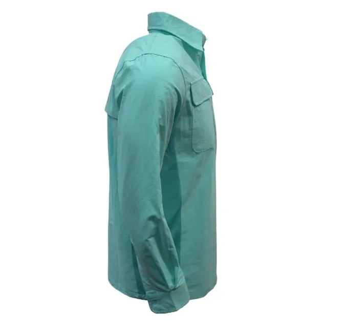 Adult Cotton Ringers Work Shirts - Bright Aqua