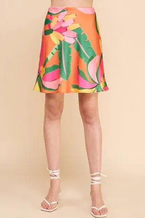 AE Tropical Satin A-Line Skirt