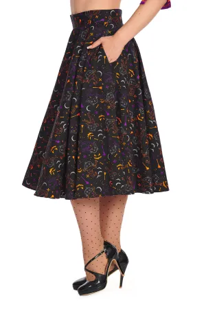 All Hallows Cat Swing Skirt by Banned