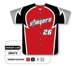 Athletic Knit Custom Sublimated Full Button Baseball Jersey Design 1106