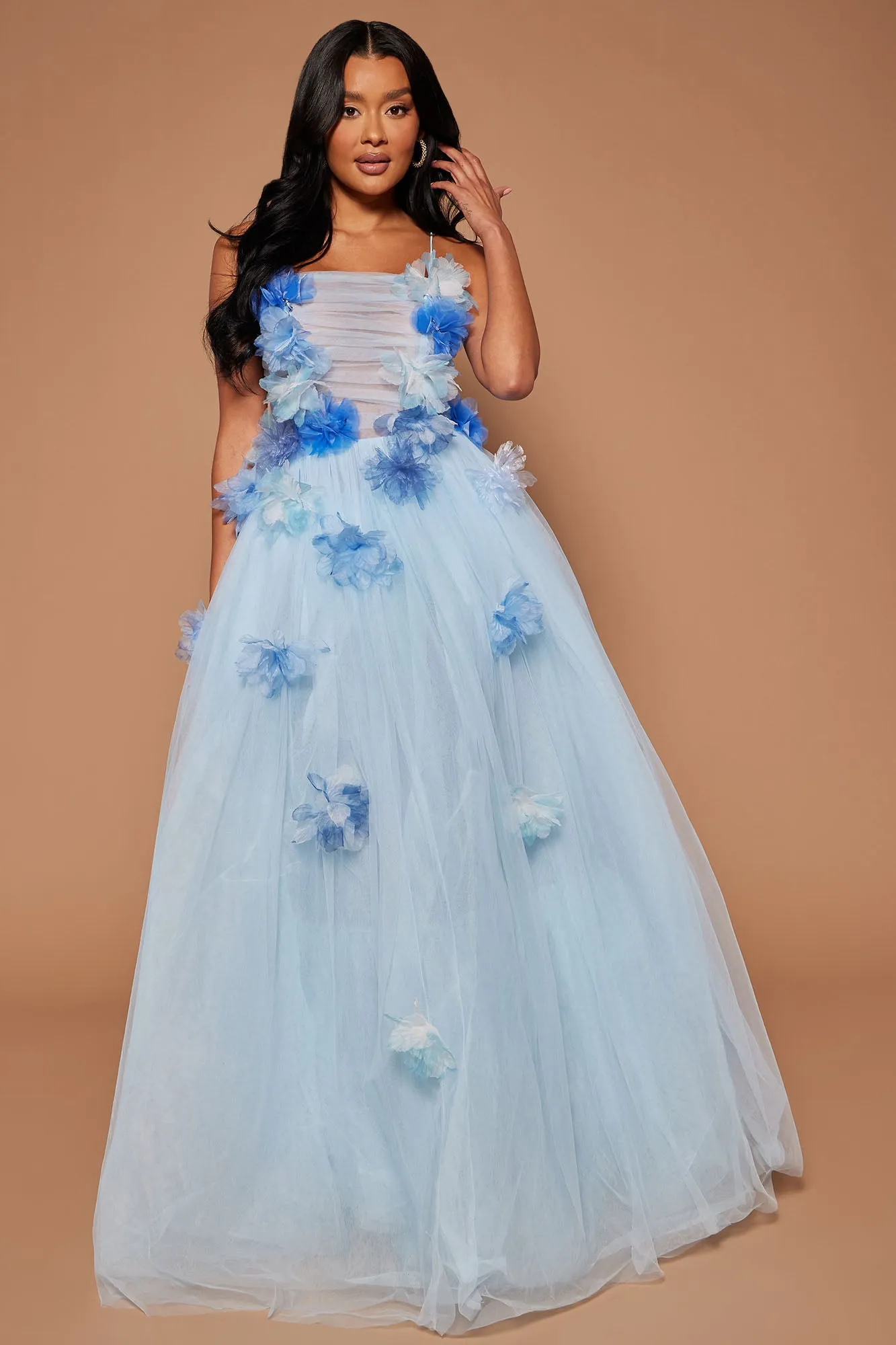 Aubrey Tulle Maxi Dress - Light Blue