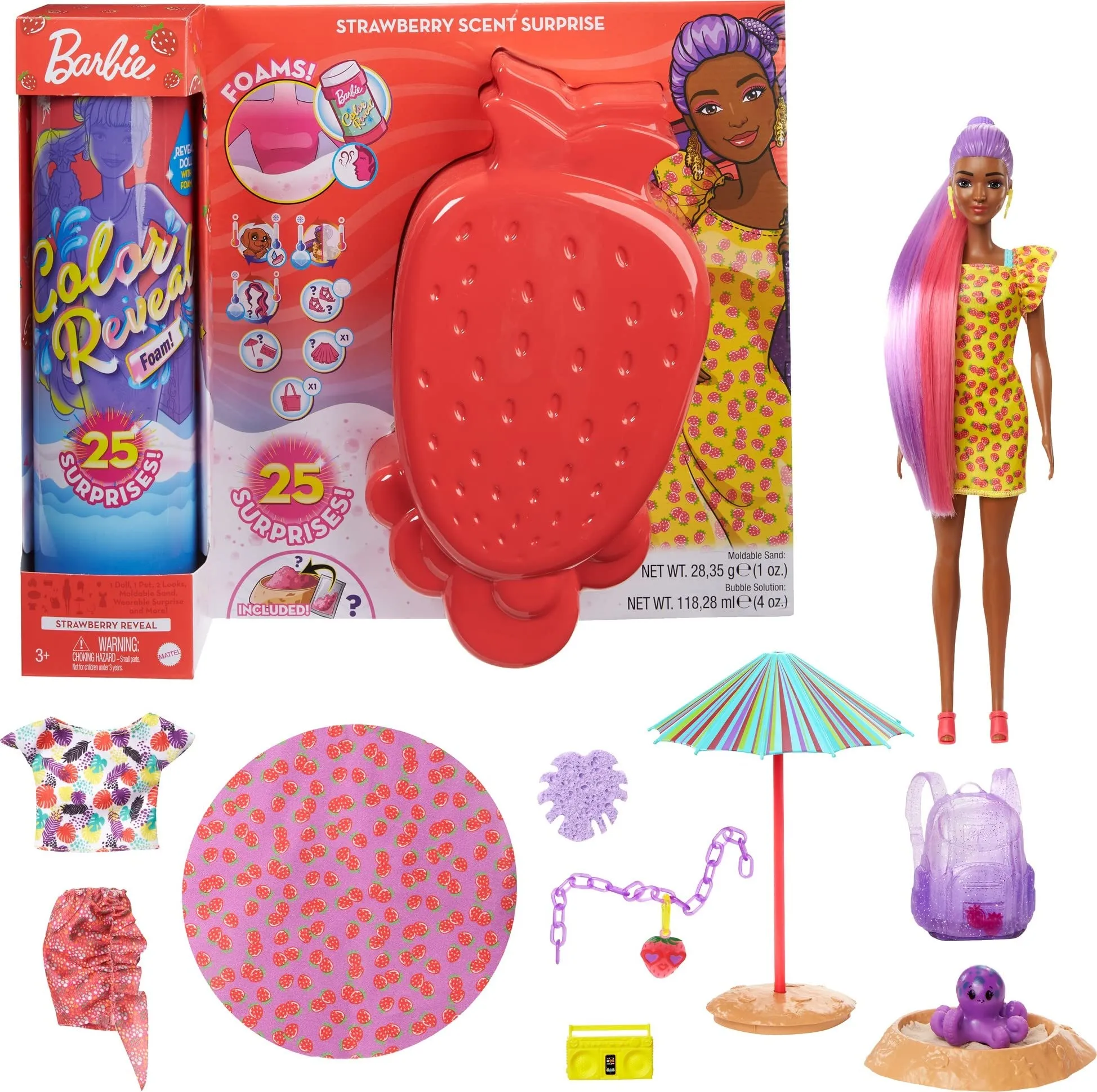 Barbie Color Reveal Foam! Doll & Pet Friend with 25 Surprises