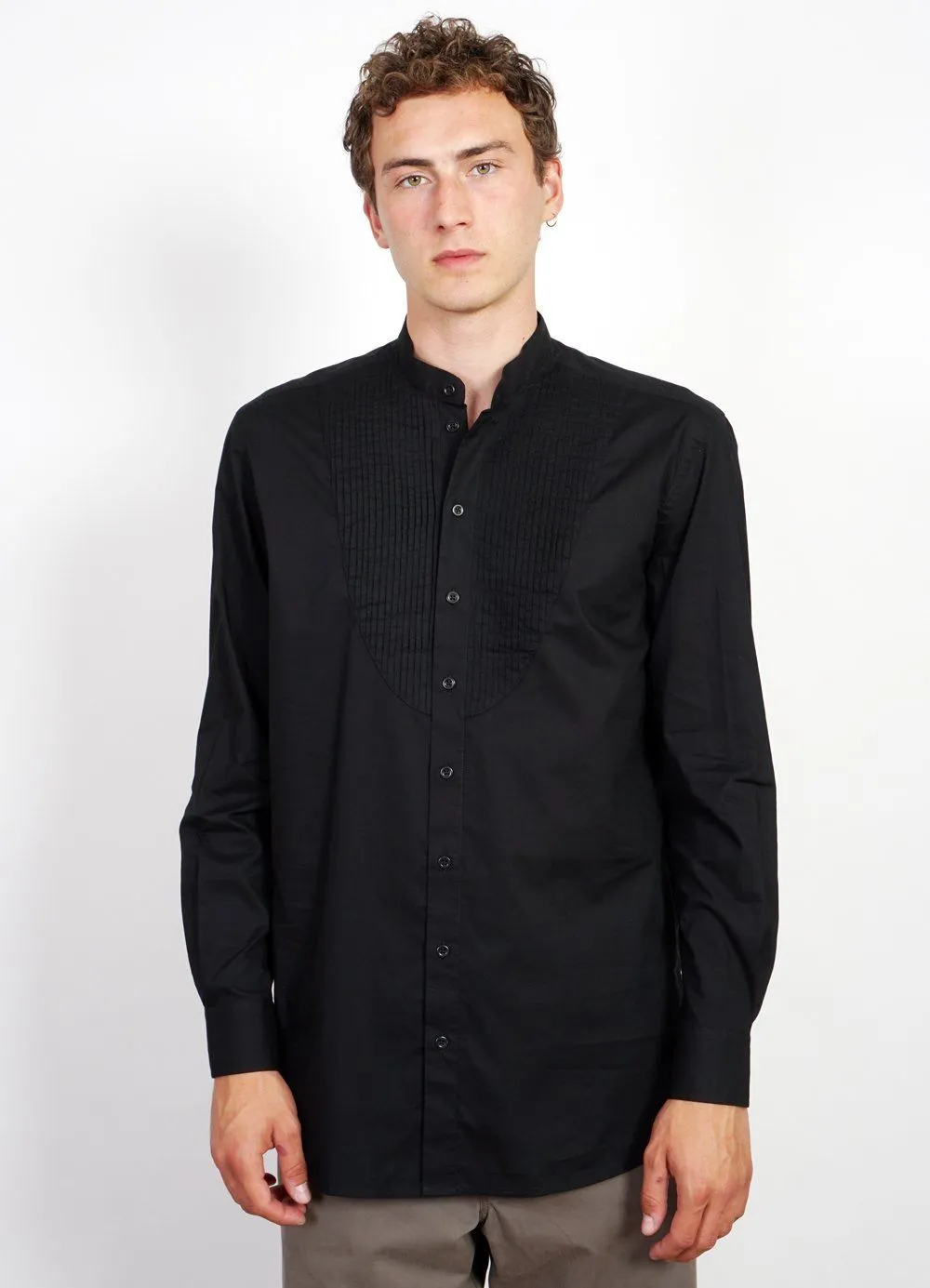 BASSE | Pleated Bib Shirt | Black