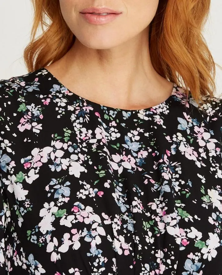 Blossoms Floral Print Button Front Dress