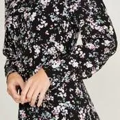 Blossoms Floral Print Button Front Dress