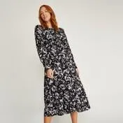 Blossoms Floral Print Button Front Dress