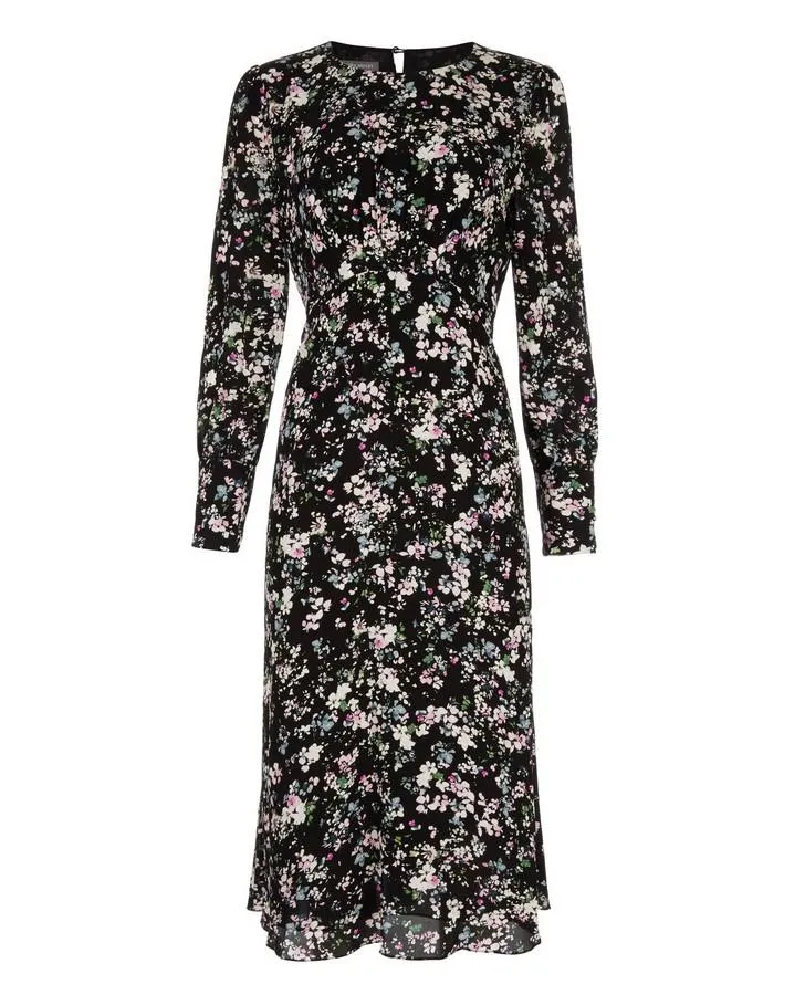 Blossoms Floral Print Button Front Dress