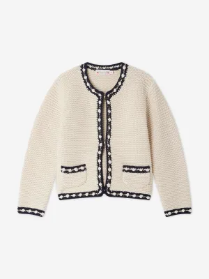 Bonpoint Girls Fanette Cardigan in Ivory