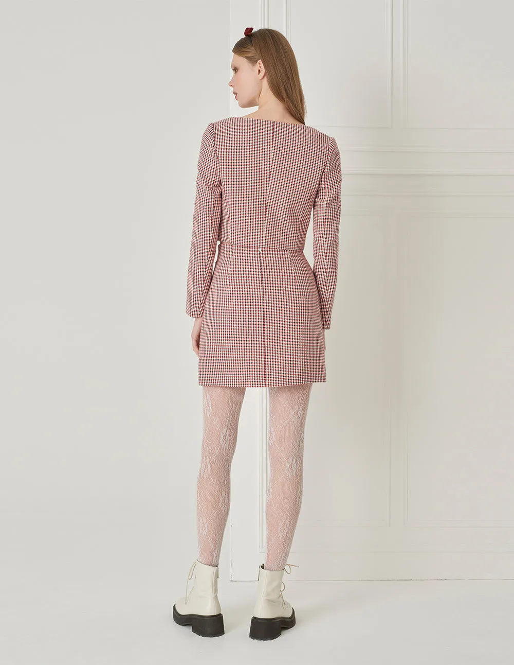 BORA AKSU Houndstooth Tweed A-Line Skirt