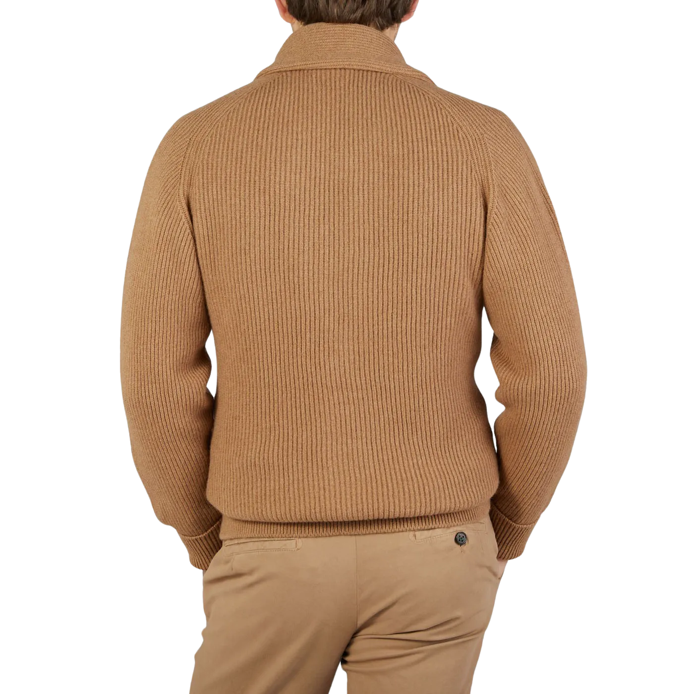 Brown Camel Hair Shawl Collar Cardigan