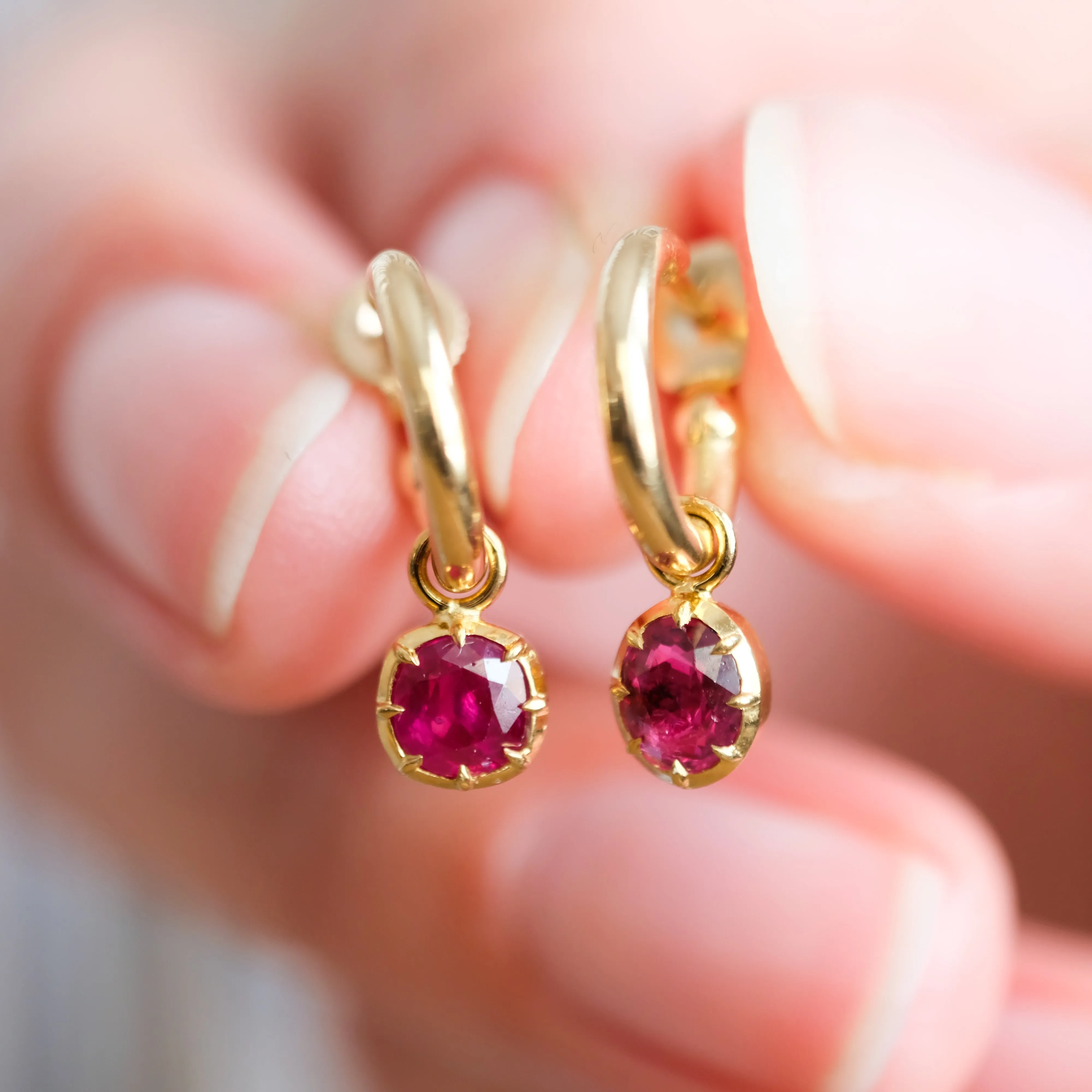 Burma ruby hoops