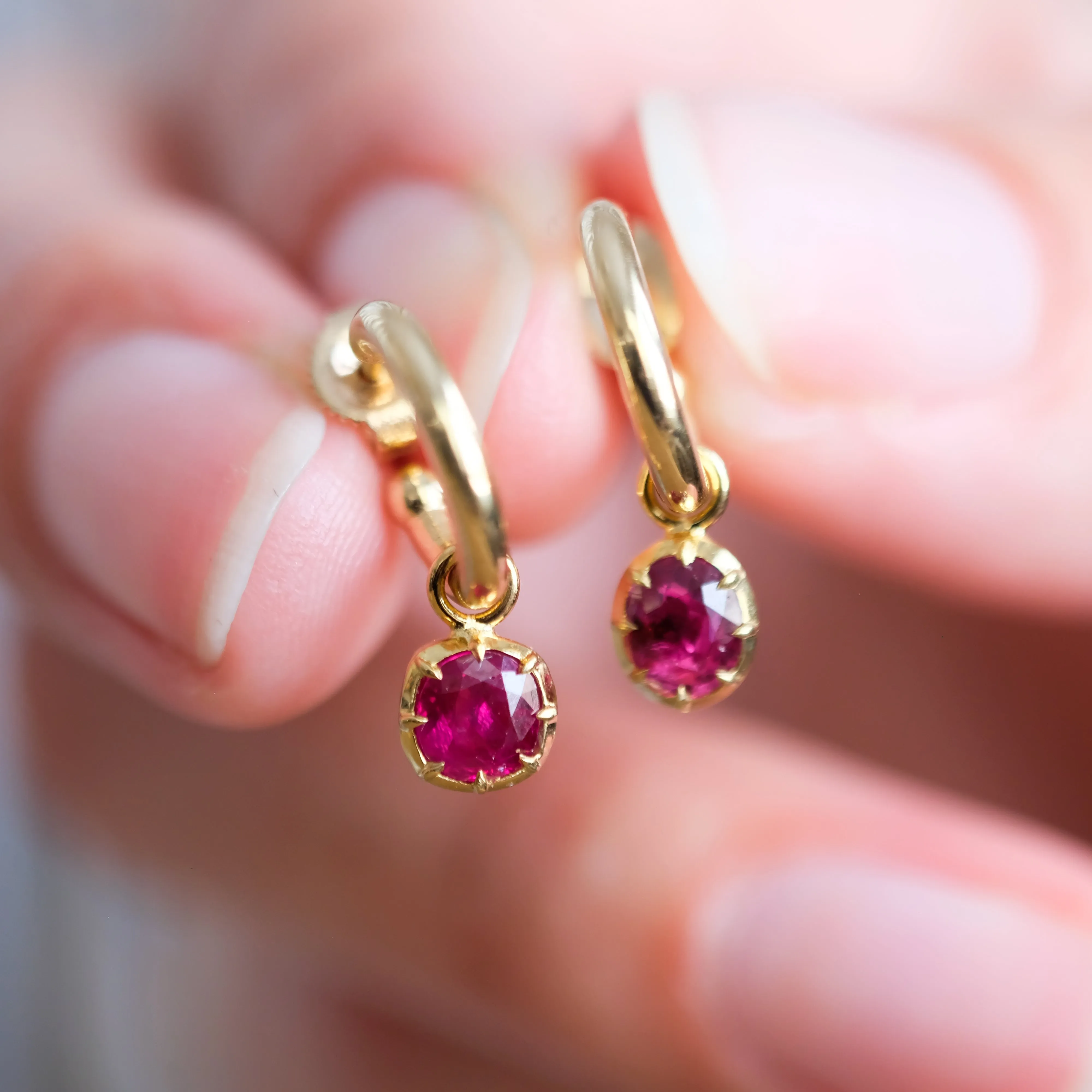 Burma ruby hoops