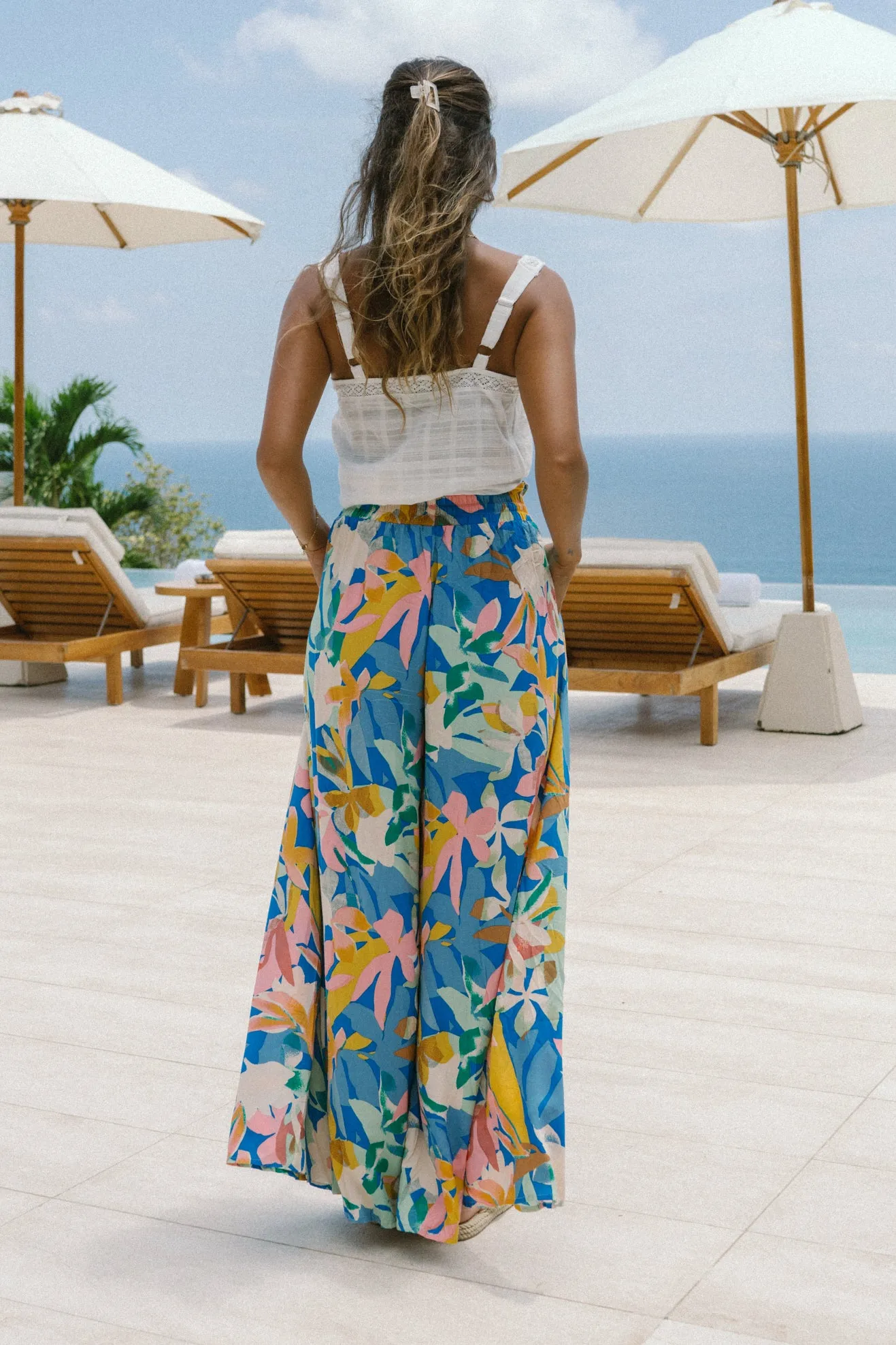 Calia Blue Floral Wide Leg Pants