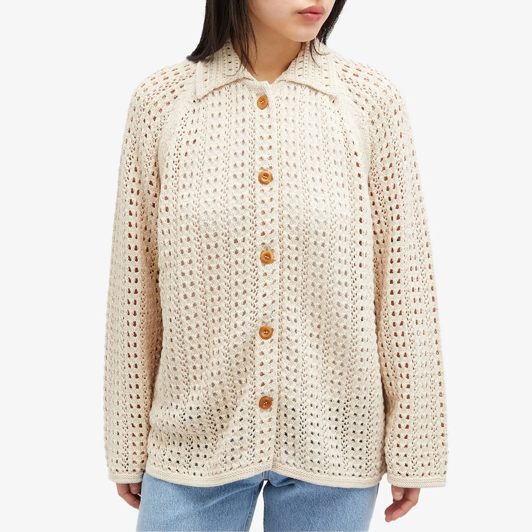 Cardigan Nudie Jeans Co Carina Crochet, cream