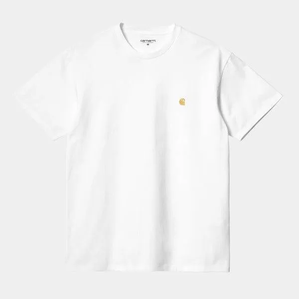 Carhartt WIP S/S Chase T-Shirt White - Gold