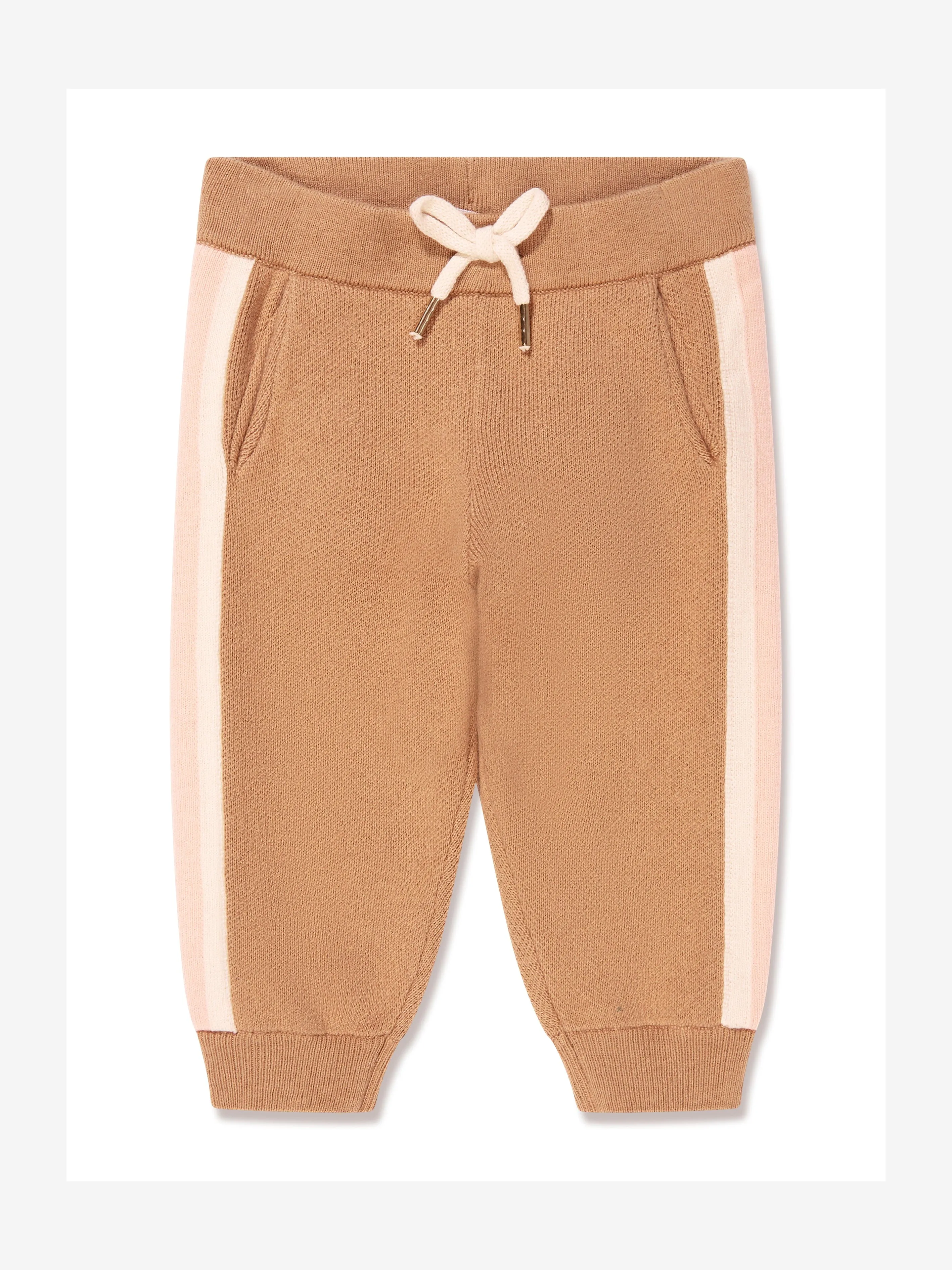 Chloé Baby Girls Two-Tone Knitted Outfit Set in Beige