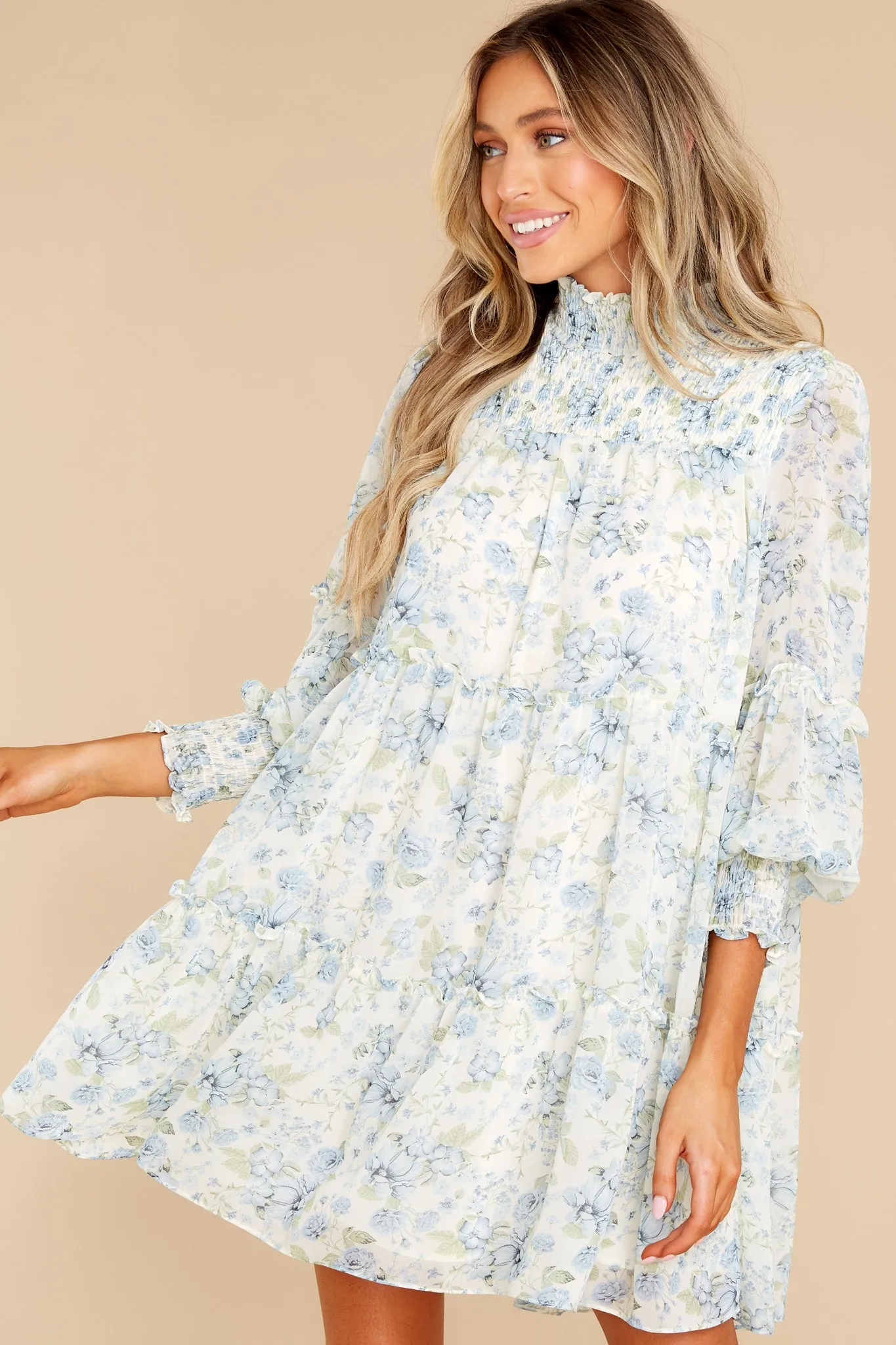 Classy Steps Light Blue Floral Print Dress