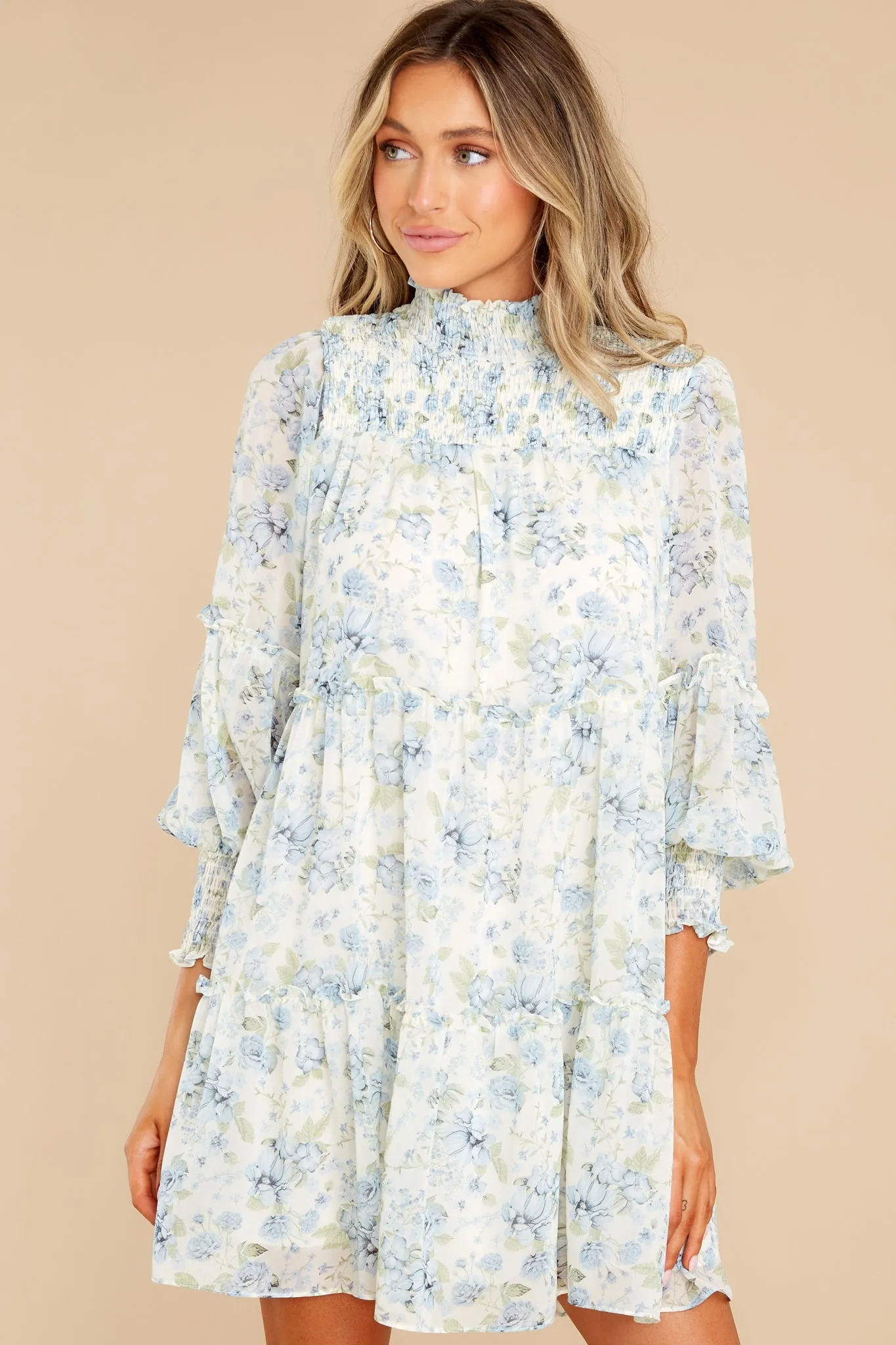 Classy Steps Light Blue Floral Print Dress