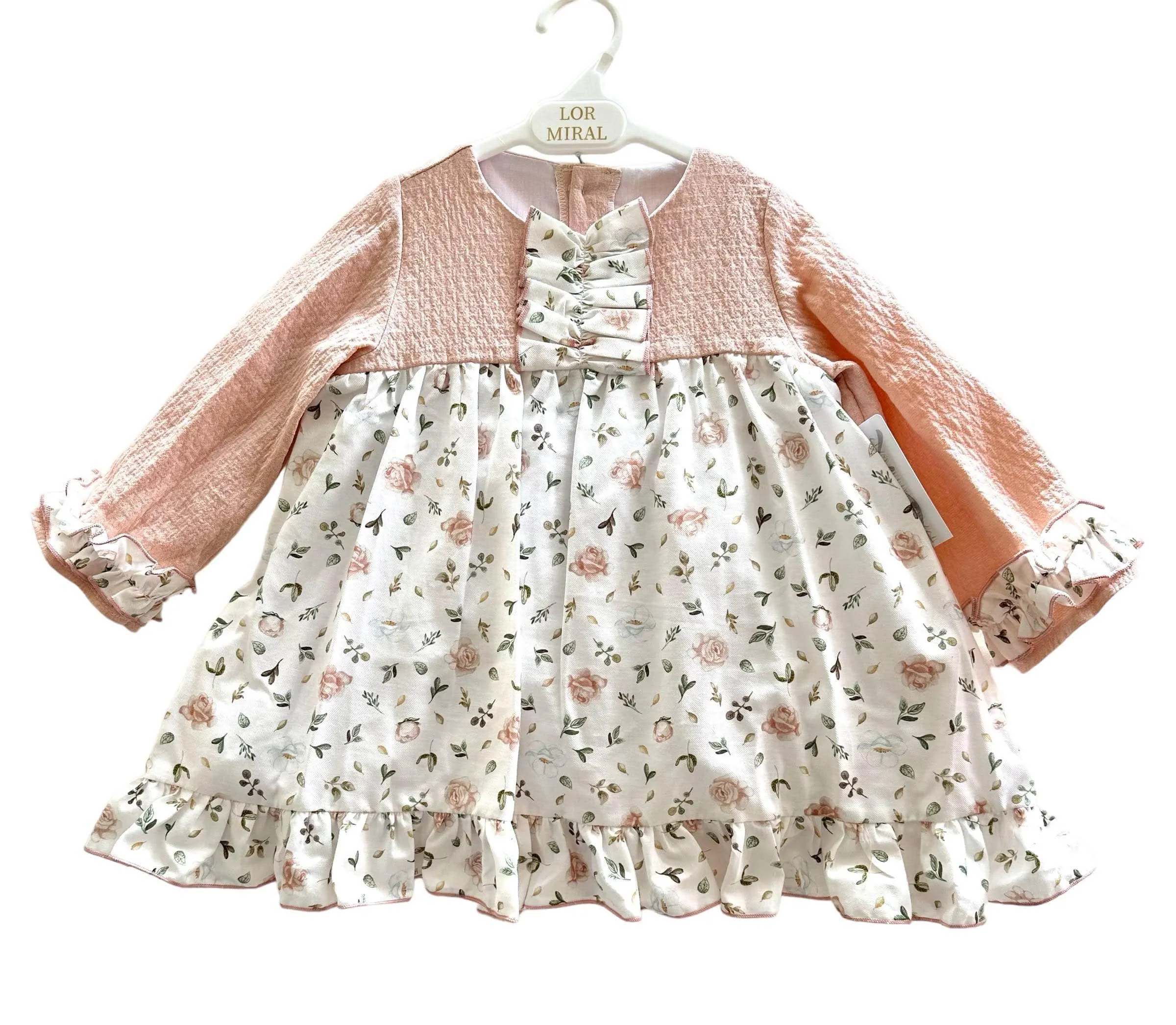 CLEARANCE SALE - Lor Miral AW23 - Girls Baby Pink Floral Print Dress 32408