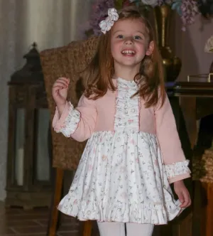 CLEARANCE SALE - Lor Miral AW23 - Girls Baby Pink Floral Print Dress 32408