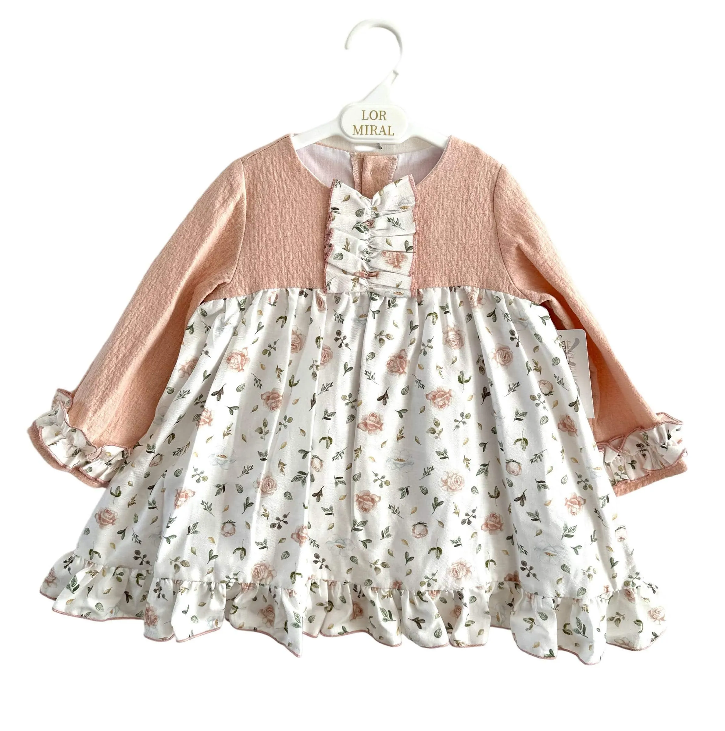 CLEARANCE SALE - Lor Miral AW23 - Girls Baby Pink Floral Print Dress 32408