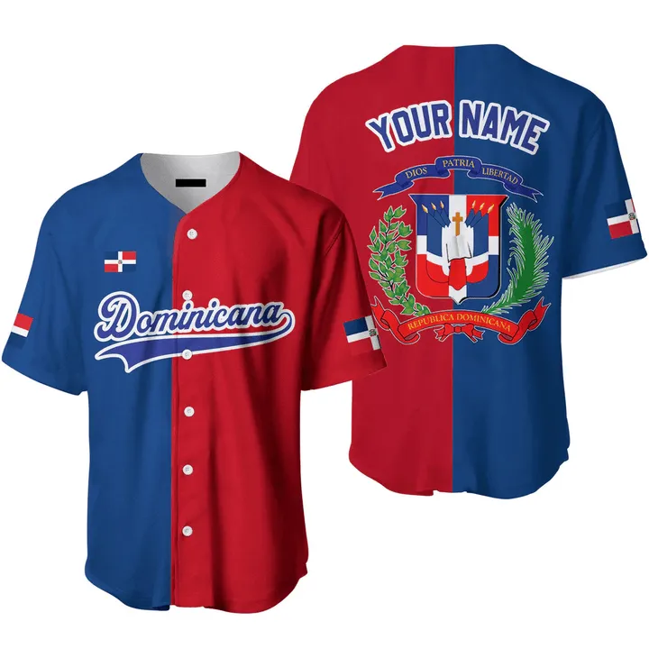 Custom Name Baseball Jerseys Dominicana Logo Red Blue White, Idea Gift for Men & Women