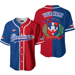 Custom Name Baseball Jerseys Dominicana Logo Red Blue White, Idea Gift for Men & Women