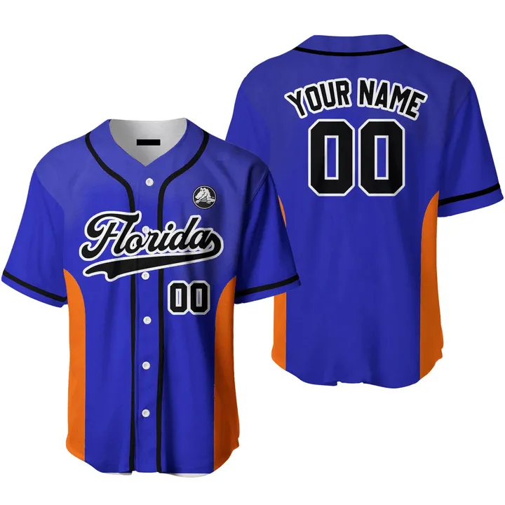 Custom Name Baseball Jerseys Florida Blue Black White, Idea Gift for Men & Women