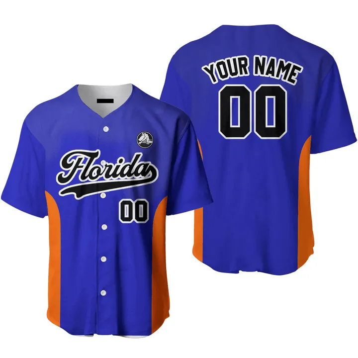 Custom Name Baseball Jerseys Florida Blue Black White, Idea Gift for Men & Women