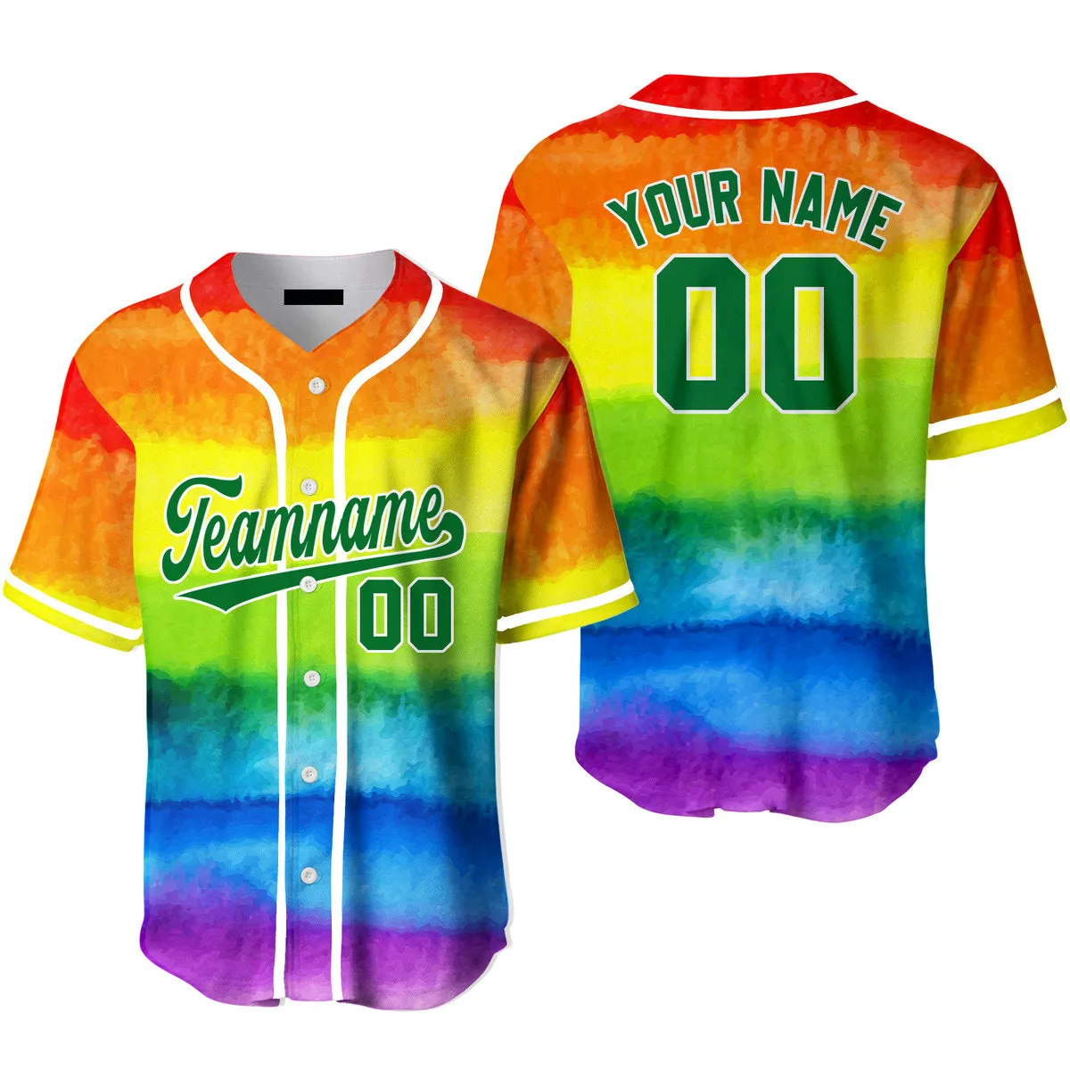 Custom Rainbow Pride LGBT Light Blue White Baseball Jerseys For Men & Women