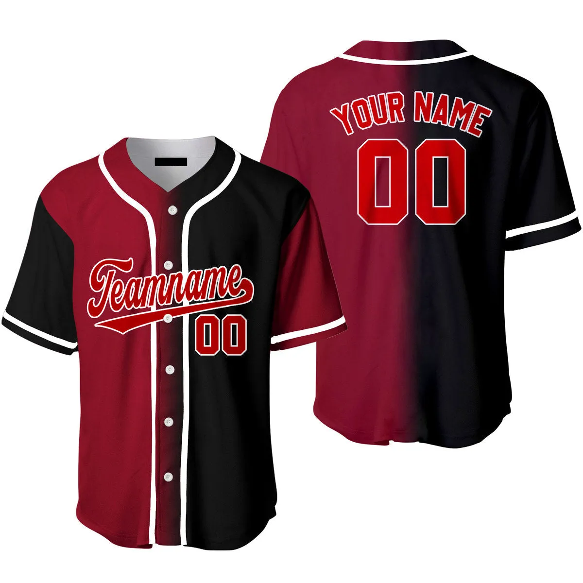 Custom Red White Text Navy Crimson Fade Fashion Baseball Jerseys For Men & Women