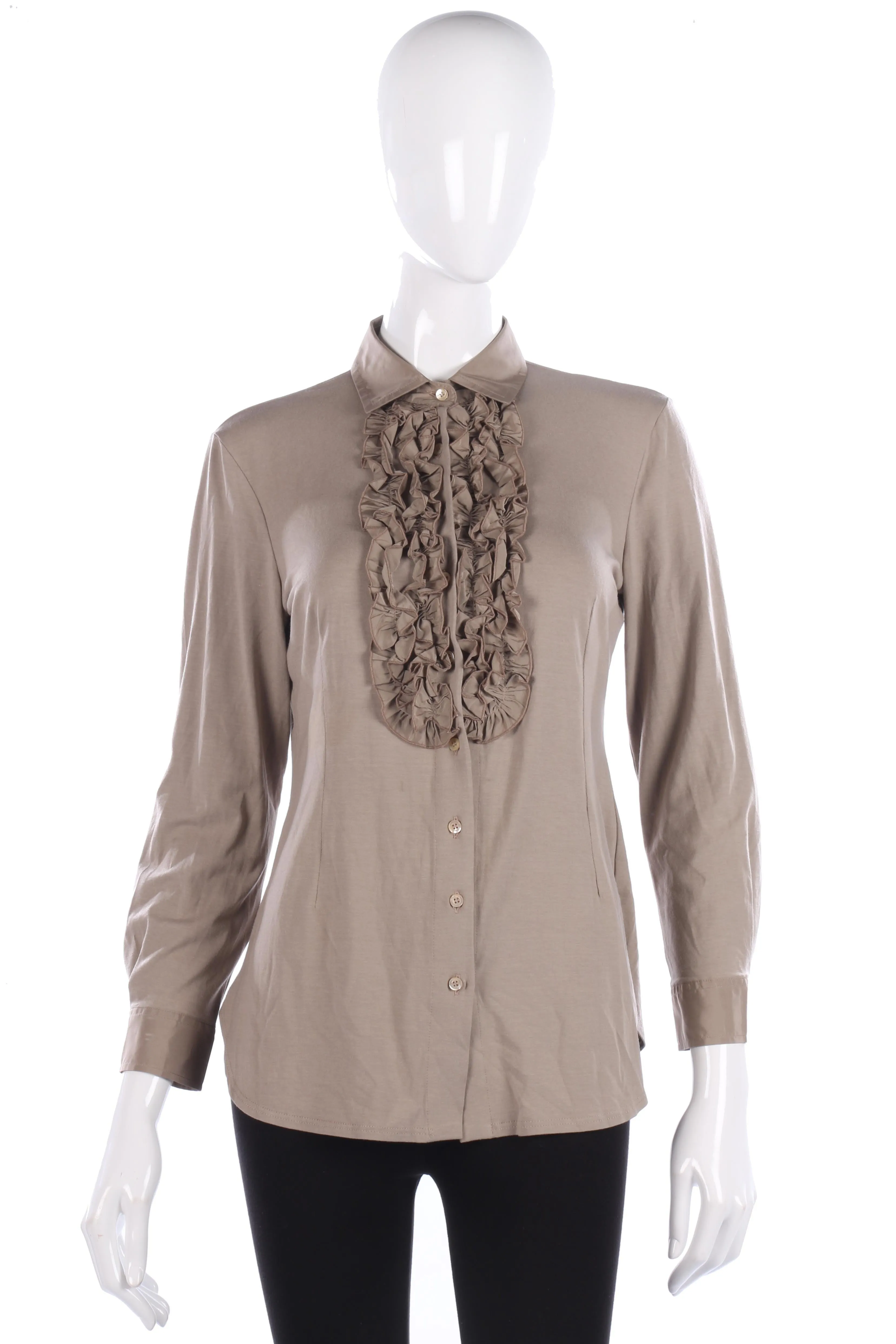 Daniel & Mayer Italian Shirt Khaki with Ruffles Size 3 (UK10)