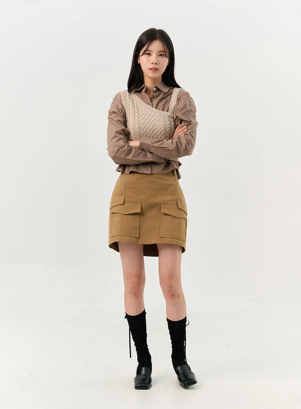 Dual-Pocket A-Line Skirt OO325