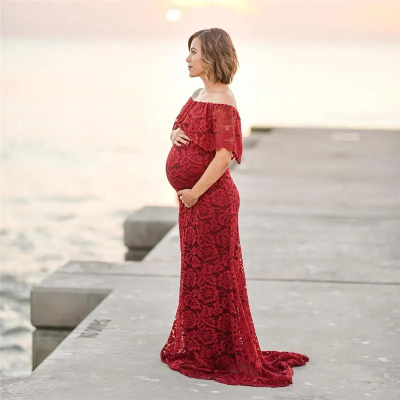 Elegant Wine Maternity Dress