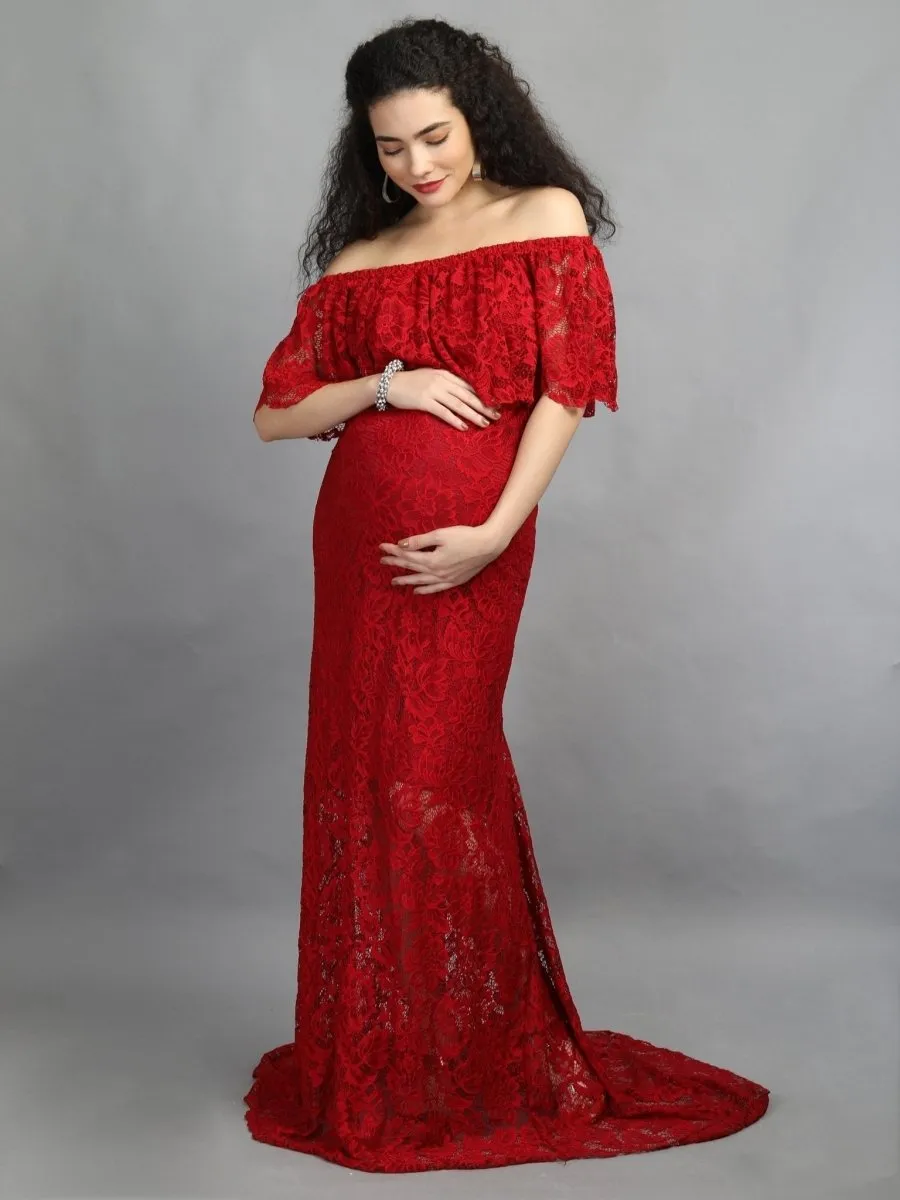 Elegant Wine Maternity Dress