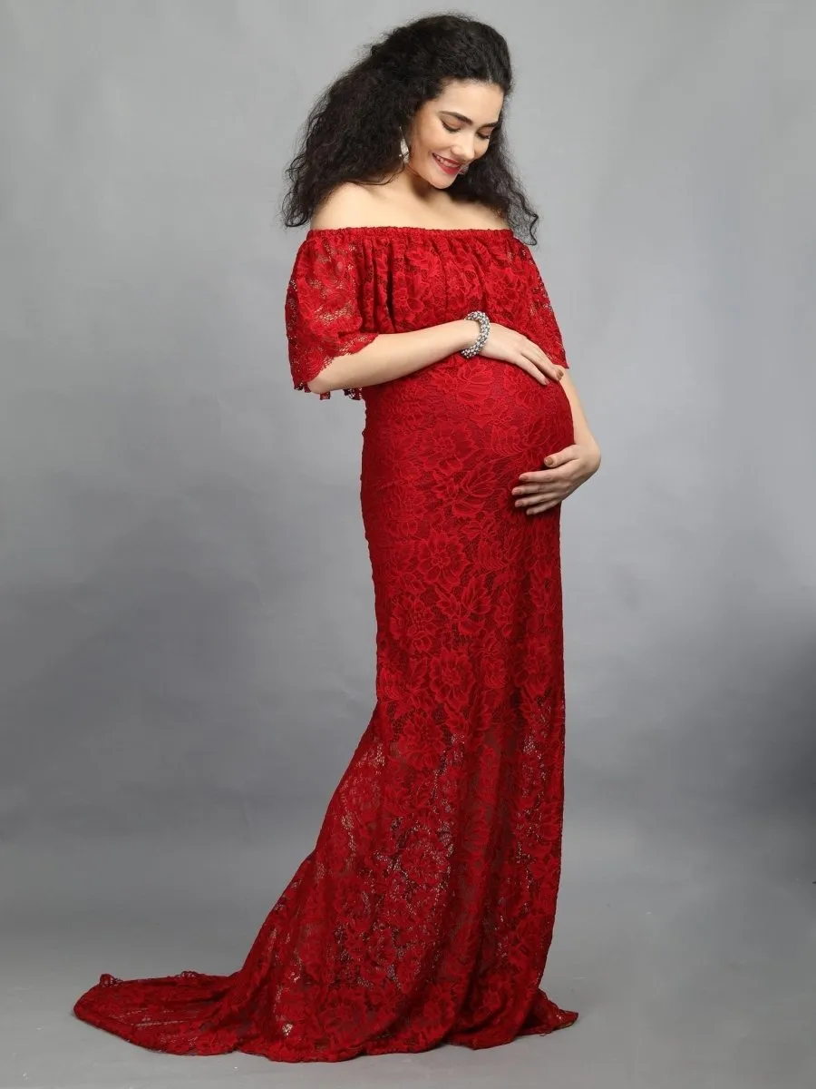 Elegant Wine Maternity Dress