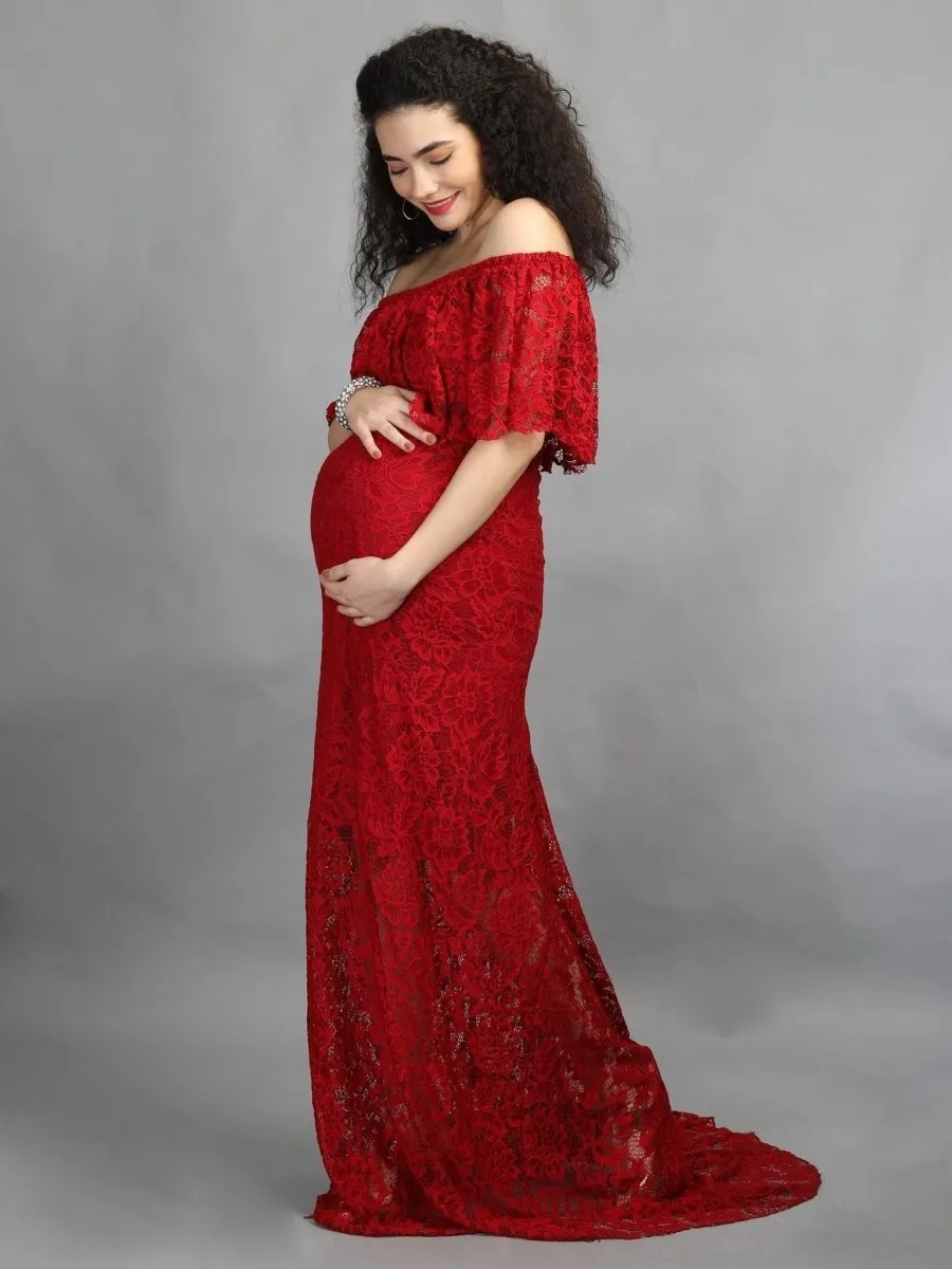 Elegant Wine Maternity Dress