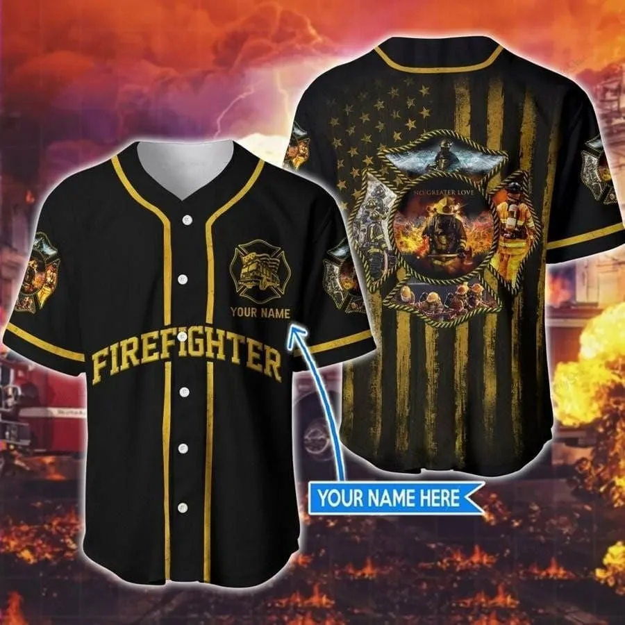 Firefighter Fire Personalized Baseball Jersey, Gift for Dad, Shirt for Firefighter