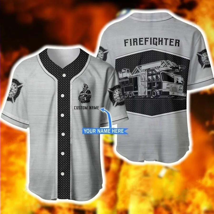 Firefighter Fire Personalized Baseball Jersey, Gift for Dad, Shirt for Firefighter