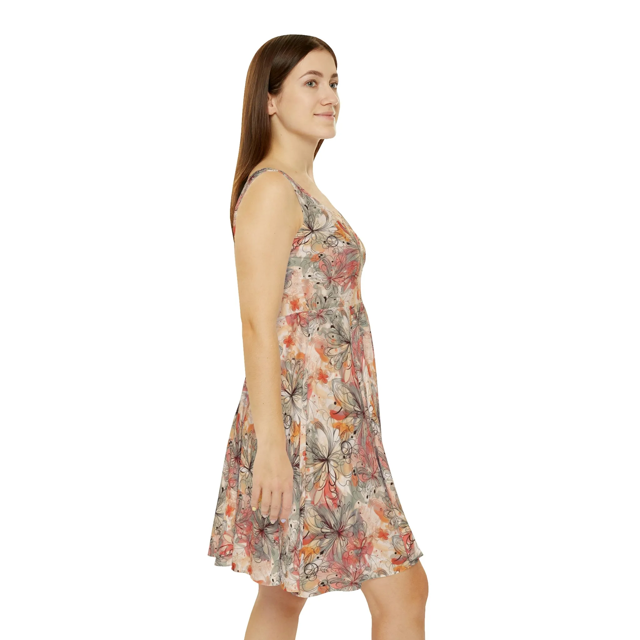 Floral Pattern Women's Skater Dress #4