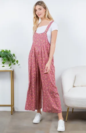 Floral Wide Leg Overalls